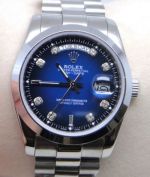 Replica Rolex Presidential Diamond DayDate Watch Polished Stainless Steel Blue Ombre Dial